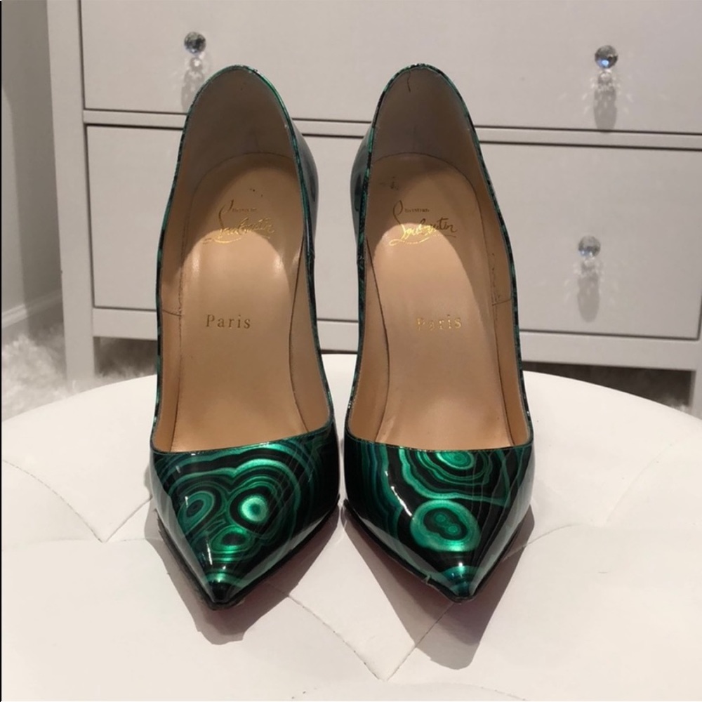 Christian Louboutin patent leather malachite heels